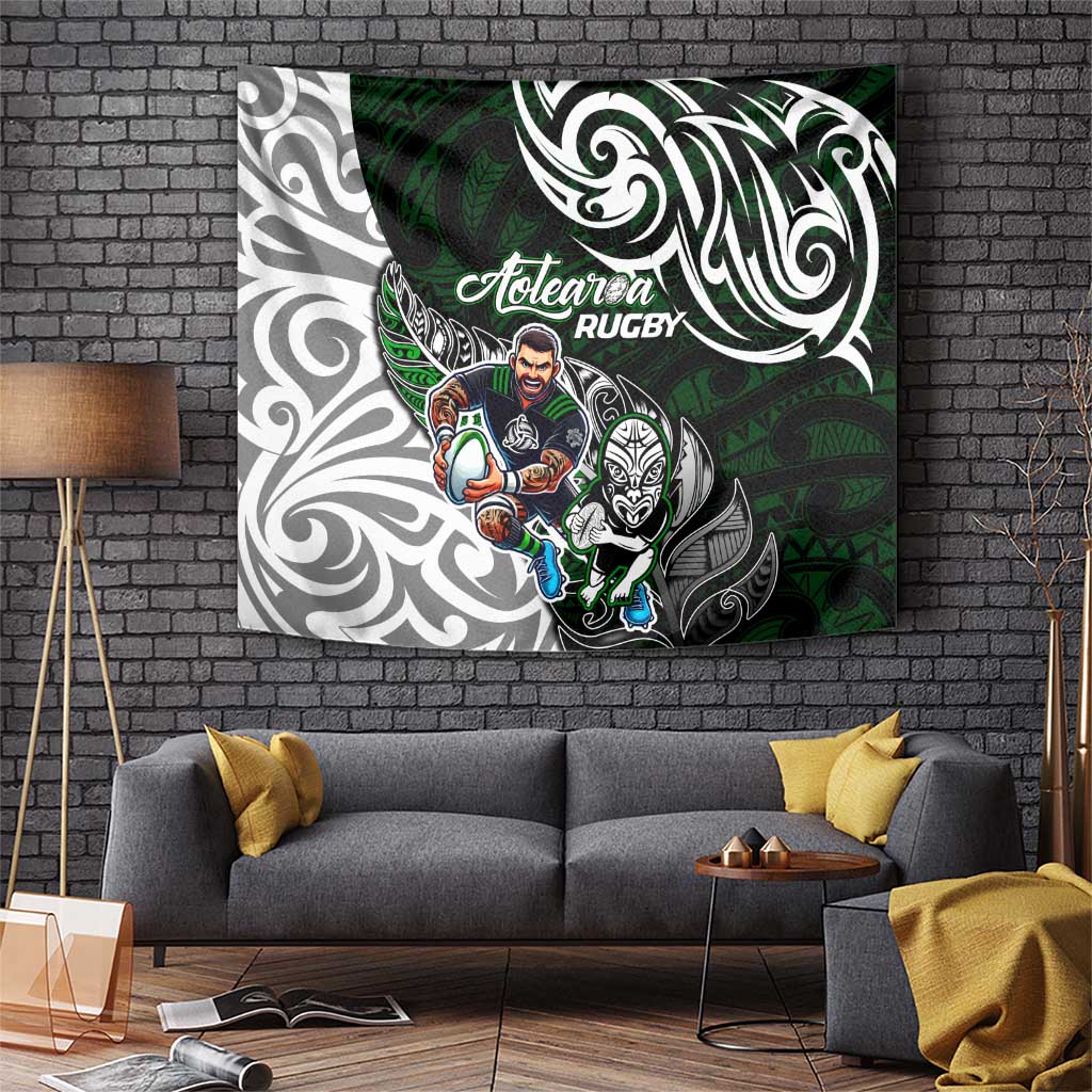 NZ Aotearoa Rugby Tapestry New Zealand Silver Fern DT02 Green - Polynesian Pride