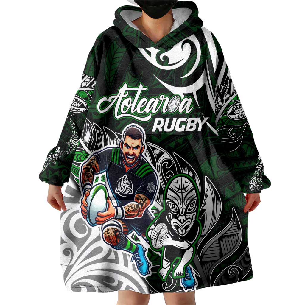 Personalized NZ Aotearoa Rugby Wearable Blanket Hoodie New Zealand Silver Fern DT02 - Polynesian Pride