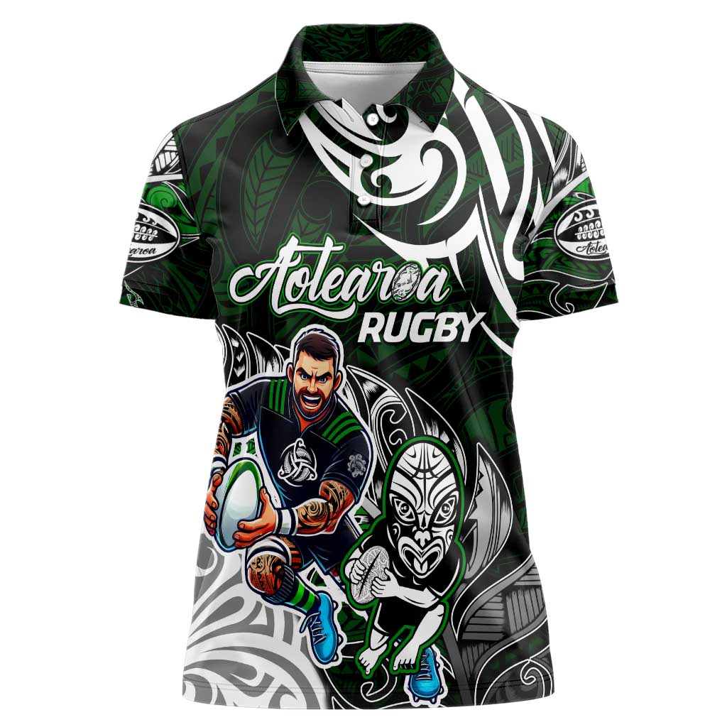 Personalized NZ Aotearoa Rugby Women Polo Shirt New Zealand Silver Fern