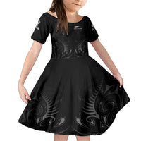 New Zealand Family Matching Tank Maxi Dress and Hawaiian Shirt Rugby 2023 Champions Black DT02 Daughter's Dress Black - Polynesian Pride
