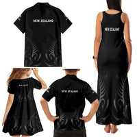 New Zealand Family Matching Tank Maxi Dress and Hawaiian Shirt Rugby 2023 Champions Black DT02 - Polynesian Pride
