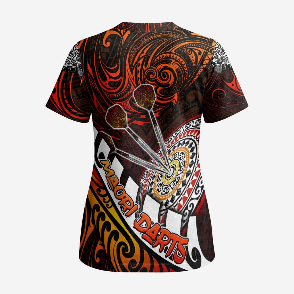 Personalised Fern Maori Darts Scrub Top New Zealand Darts - Polynesian Pride
