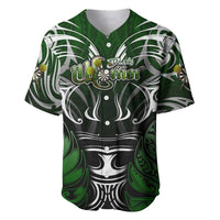 Personalised Warriors Maori Darts Baseball Jersey New Zealand Darts Silver Fern DT02 Green - Polynesian Pride