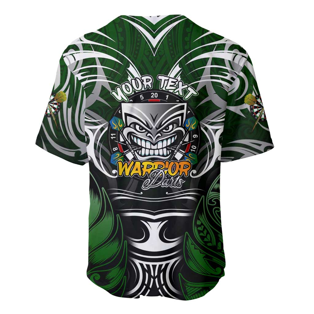 Personalised Warriors Maori Darts Baseball Jersey New Zealand Darts Silver Fern DT02 - Polynesian Pride