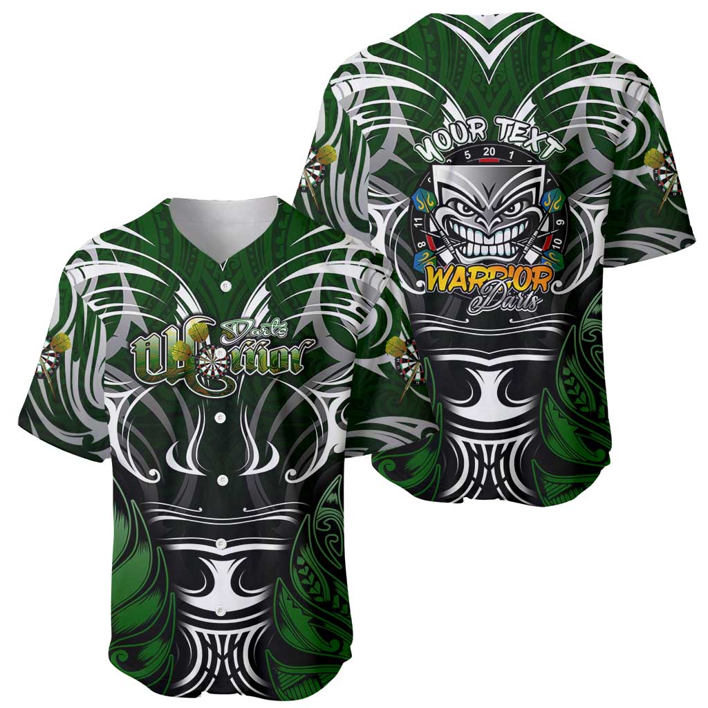Personalised Warriors Maori Darts Baseball Jersey New Zealand Darts Silver Fern DT02 - Polynesian Pride