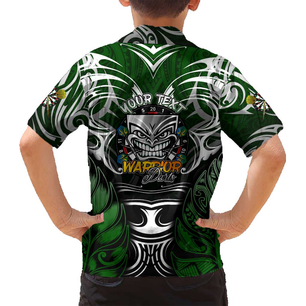 Personalised Warriors Maori Darts Family Matching Long Sleeve Bodycon Dress and Hawaiian Shirt New Zealand Darts Silver Fern DT02 - Polynesian Pride