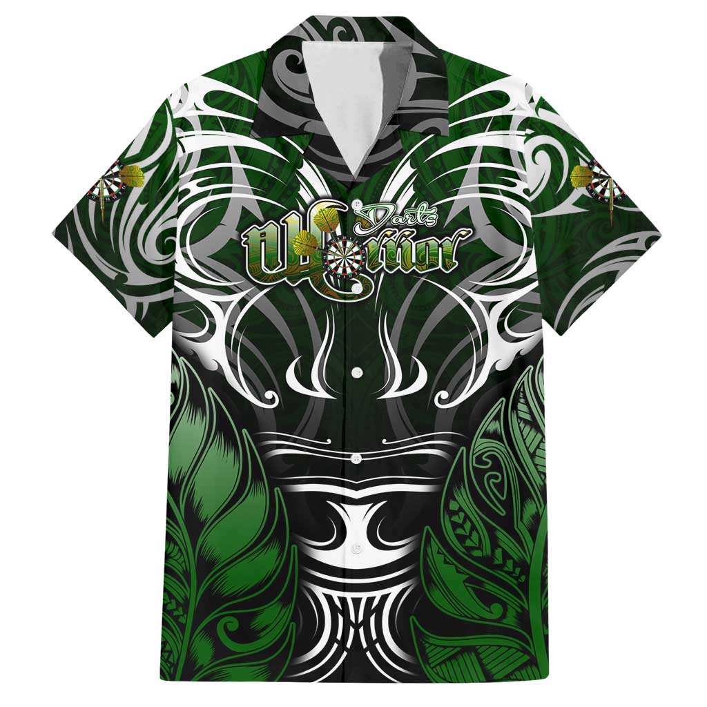 Personalised Warriors Maori Darts Family Matching Long Sleeve Bodycon Dress and Hawaiian Shirt New Zealand Darts Silver Fern DT02 Dad's Shirt - Short Sleeve Green - Polynesian Pride