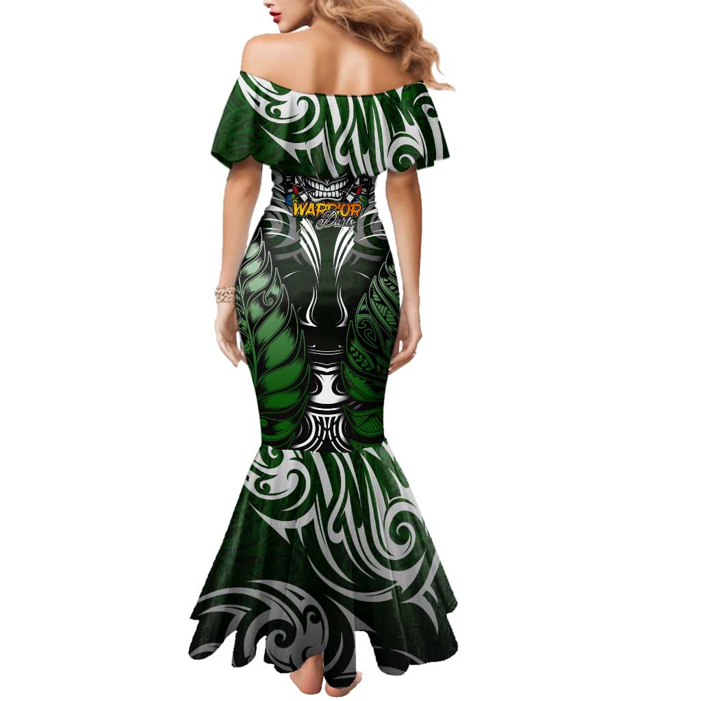 Personalised Warriors Maori Darts Family Matching Mermaid Dress and Hawaiian Shirt New Zealand Darts Silver Fern DT02 - Polynesian Pride