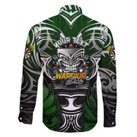 Personalised Warriors Maori Darts Family Matching Off The Shoulder Long Sleeve Dress and Hawaiian Shirt New Zealand Darts Silver Fern DT02 - Polynesian Pride