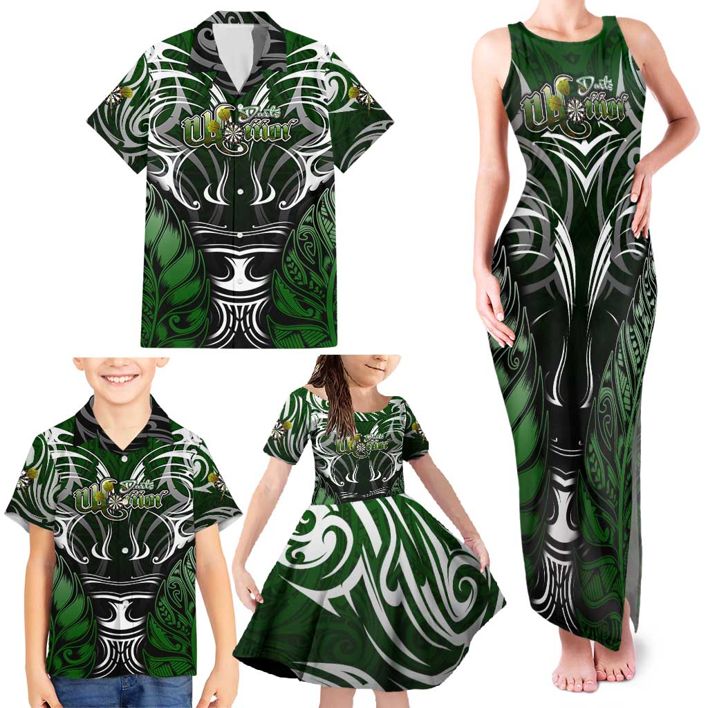 Personalised Warriors Maori Darts Family Matching Tank Maxi Dress and Hawaiian Shirt New Zealand Darts Silver Fern DT02 - Polynesian Pride