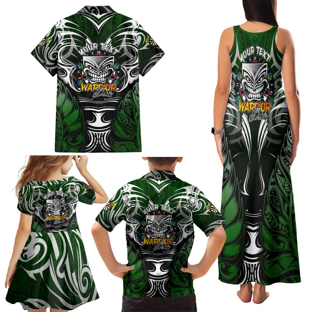 Personalised Warriors Maori Darts Family Matching Tank Maxi Dress and Hawaiian Shirt New Zealand Darts Silver Fern DT02 - Polynesian Pride