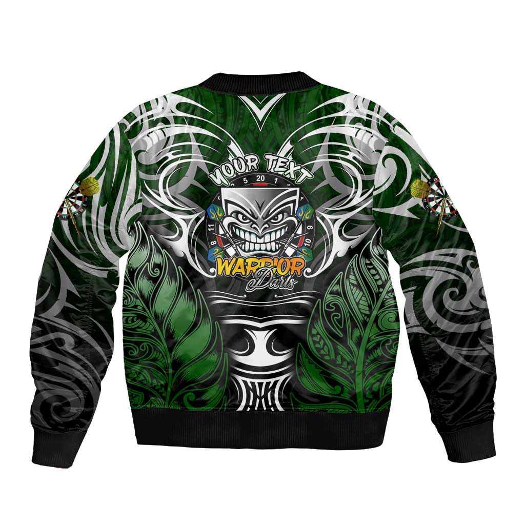 Personalised Warriors Maori Darts Sleeve Zip Bomber Jacket New Zealand Darts Silver Fern