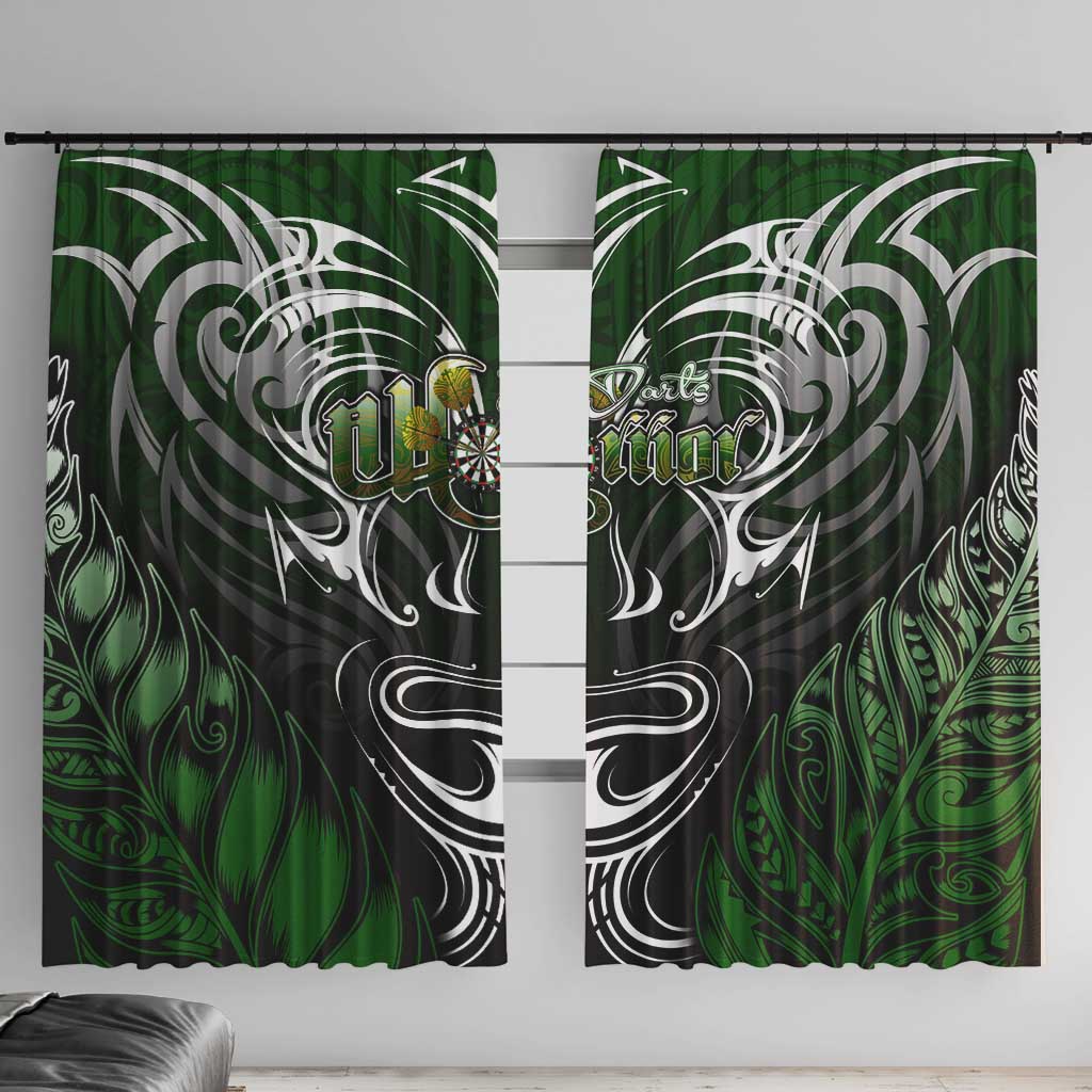 Warriors Maori Darts Window Curtain New Zealand Darts Silver Fern DT02 With Hooks Green - Polynesian Pride