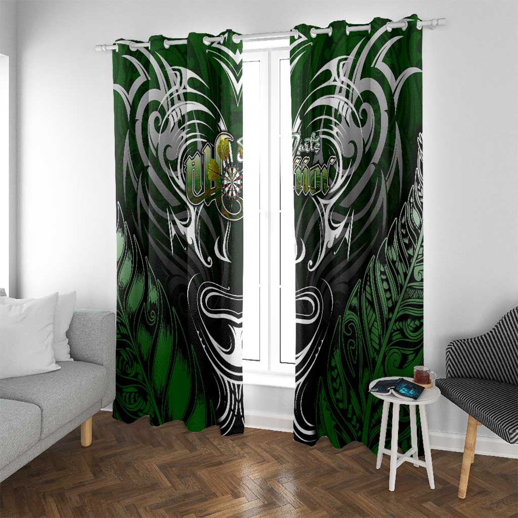 Warriors Maori Darts Window Curtain New Zealand Darts Silver Fern DT02 With Grommets Green - Polynesian Pride