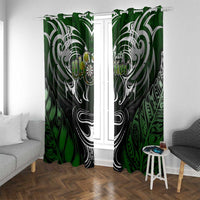 Warriors Maori Darts Window Curtain New Zealand Darts Silver Fern DT02 With Grommets Green - Polynesian Pride