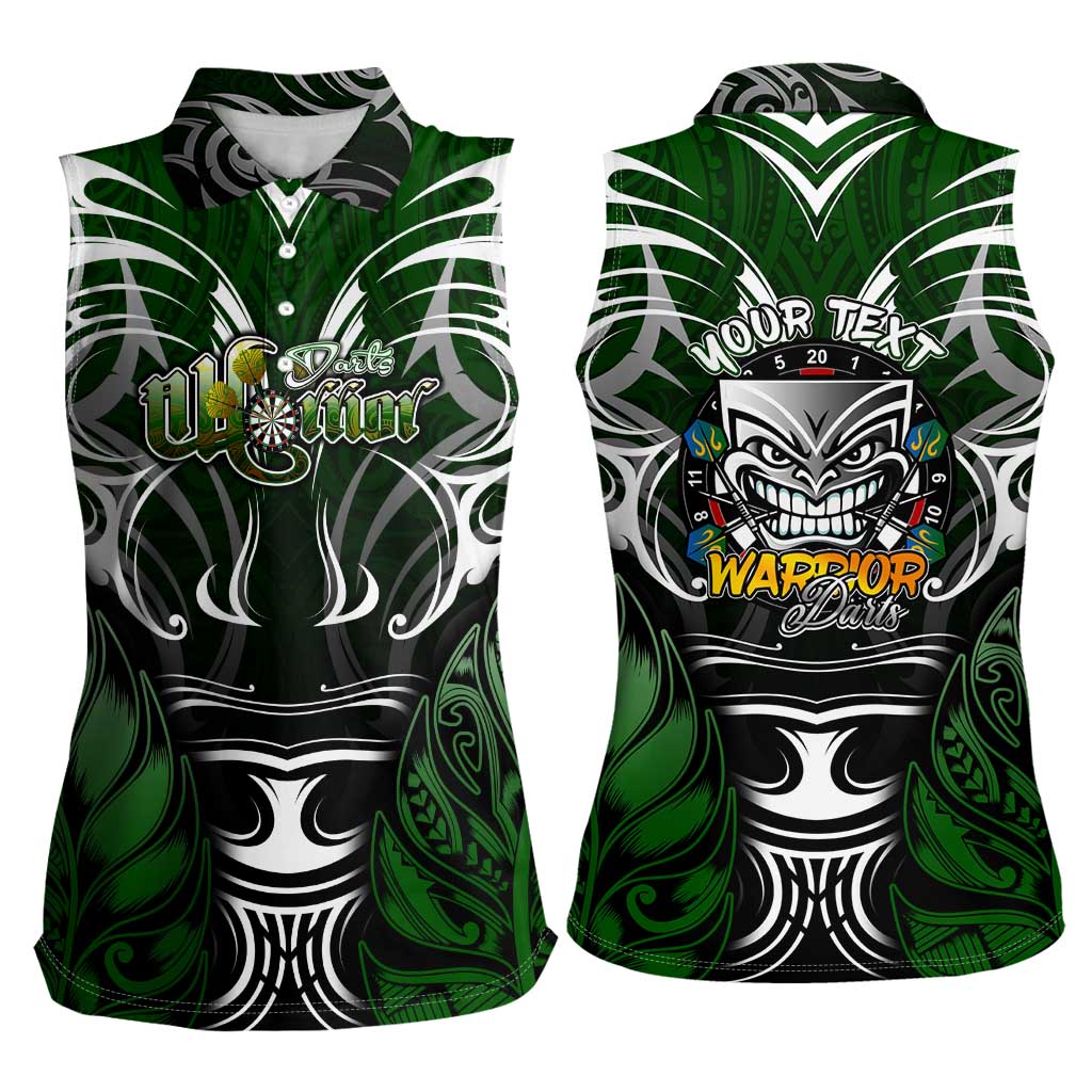 Personalised Warriors Maori Darts Women Sleeveless Polo Shirt New Zealand Darts Silver Fern