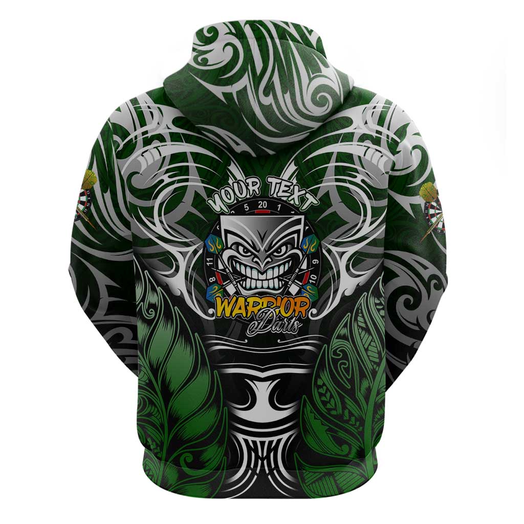Personalised Warriors Maori Darts Zip Hoodie New Zealand Darts Silver Fern DT02 - Polynesian Pride