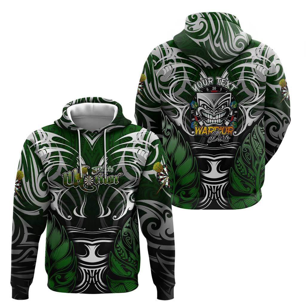 Personalised Warriors Maori Darts Zip Hoodie New Zealand Darts Silver Fern DT02 - Polynesian Pride