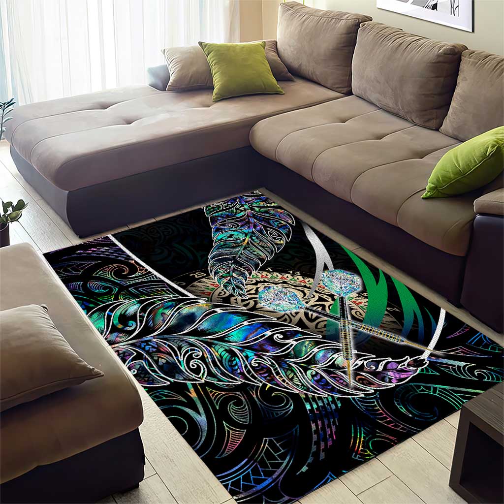 New Zealand Darts Area Rug NZ Paua Shell Maori Fern