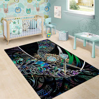New Zealand Darts Area Rug NZ Paua Shell Maori Fern