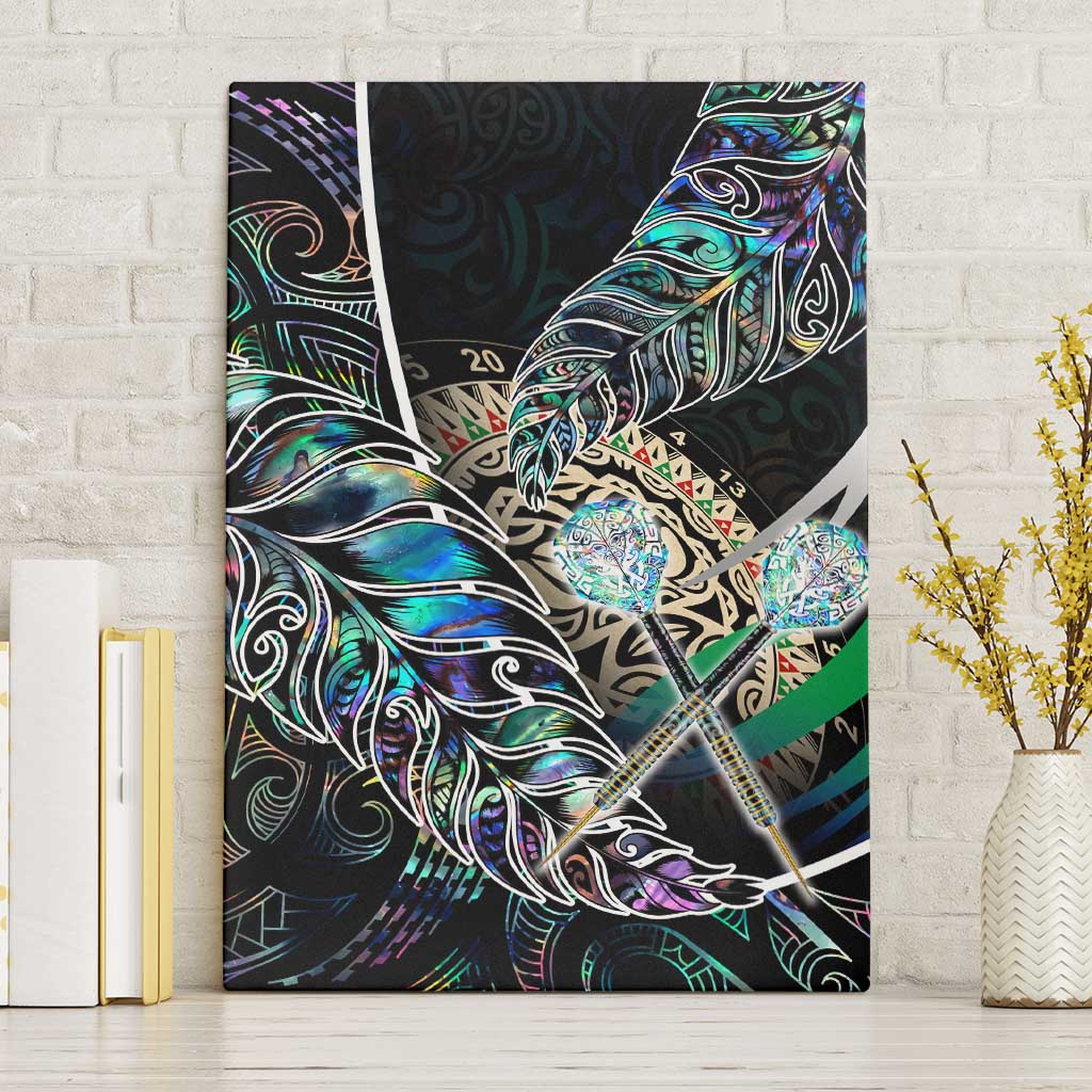 New Zealand Darts Canvas Wall Art NZ Paua Shell Maori Fern DT02 Without Frame Black - Polynesian Pride