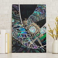 New Zealand Darts Canvas Wall Art NZ Paua Shell Maori Fern DT02 Without Frame Black - Polynesian Pride