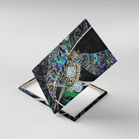 New Zealand Darts Canvas Wall Art NZ Paua Shell Maori Fern DT02 With Frame Black - Polynesian Pride