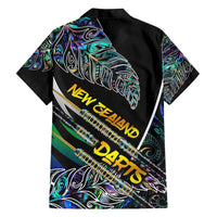 Personalised New Zealand Darts Family Matching Off Shoulder Maxi Dress and Hawaiian Shirt NZ Paua Shell Maori Fern DT02 - Polynesian Pride