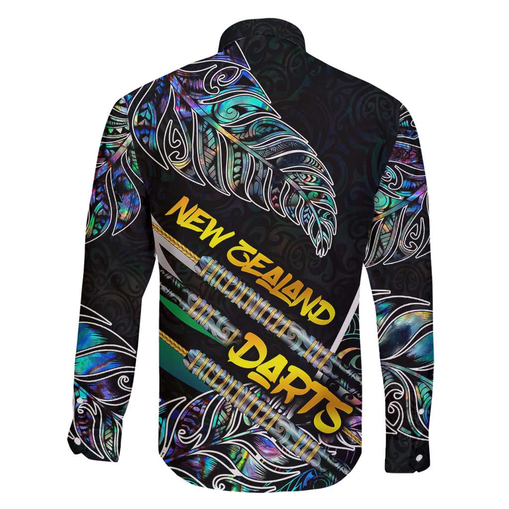 Personalised New Zealand Darts Family Matching Off Shoulder Maxi Dress and Hawaiian Shirt NZ Paua Shell Maori Fern DT02 - Polynesian Pride