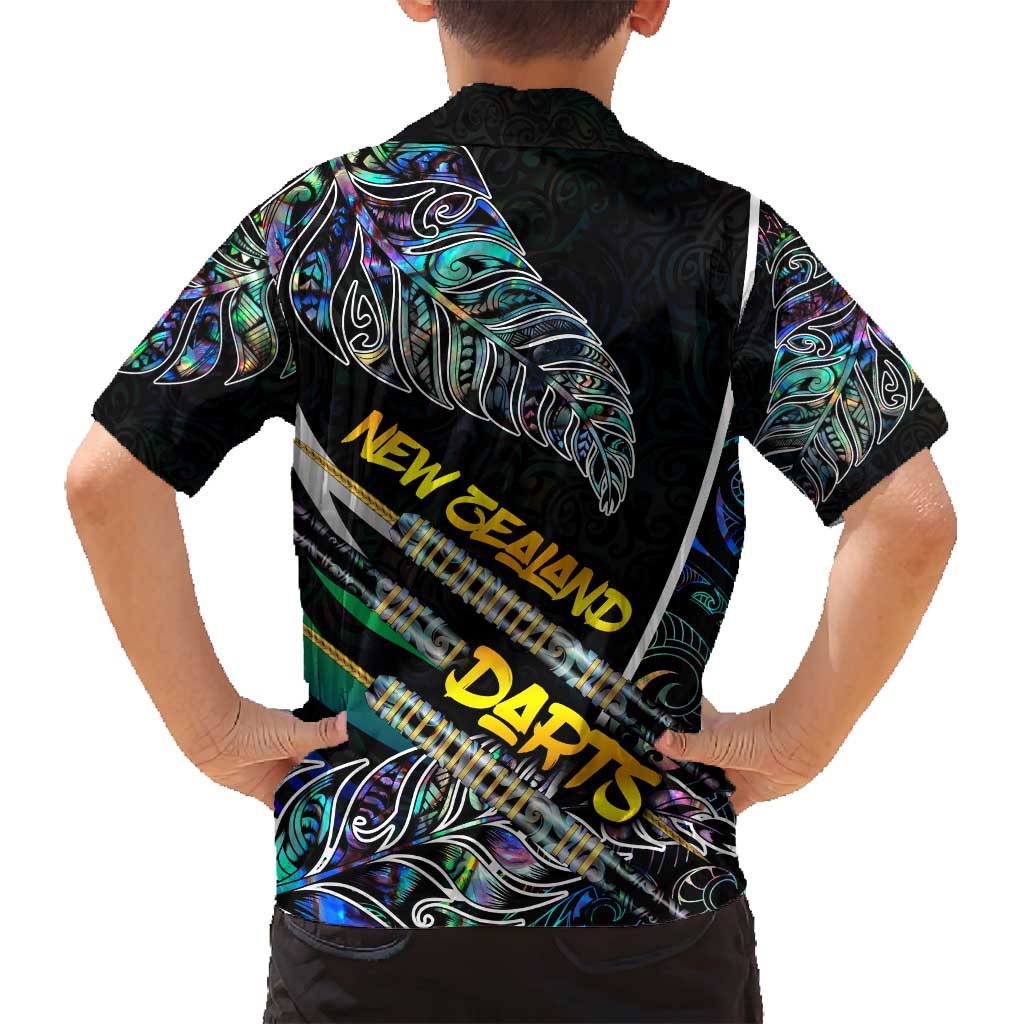 Personalised New Zealand Darts Family Matching Summer Maxi Dress and Hawaiian Shirt NZ Paua Shell Maori Fern DT02 - Polynesian Pride