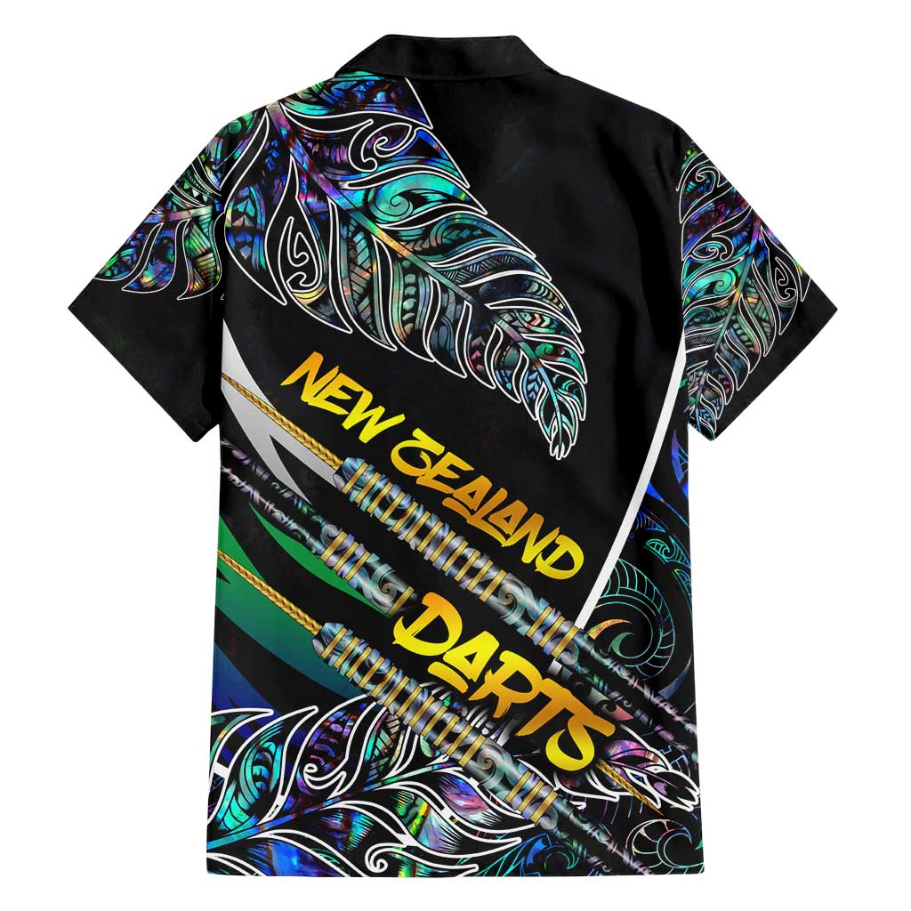 Personalised New Zealand Darts Family Matching Summer Maxi Dress and Hawaiian Shirt NZ Paua Shell Maori Fern DT02 - Polynesian Pride
