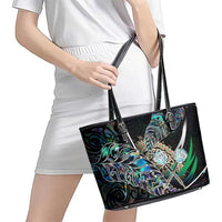 New Zealand Darts Leather Tote Bag NZ Paua Shell Maori Fern
