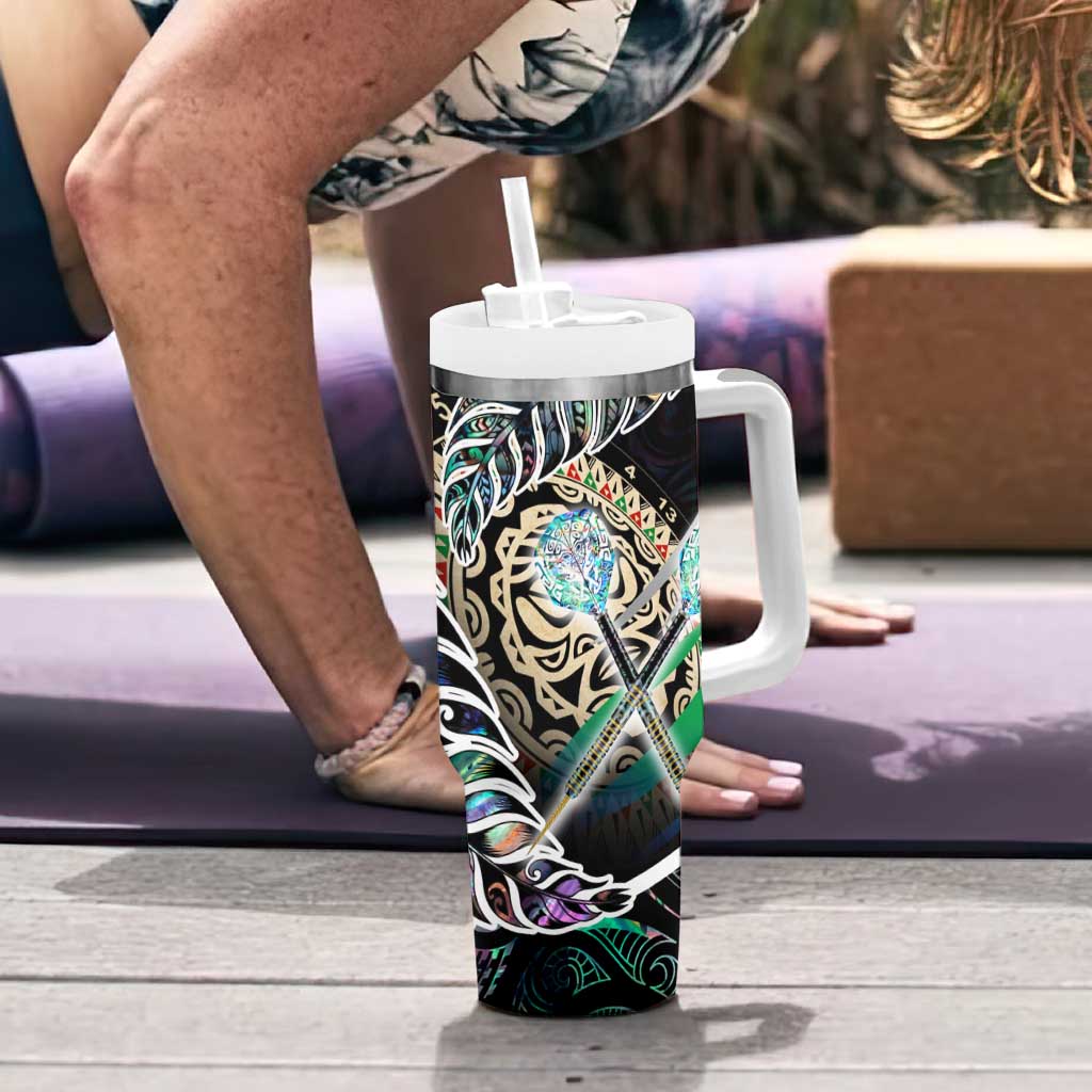 New Zealand Darts Tumbler With Handle NZ Paua Shell Maori Fern DT02 - Polynesian Pride