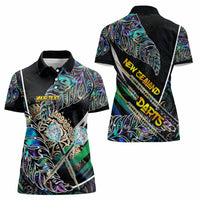 Personalised New Zealand Darts Women Polo Shirt NZ Paua Shell Maori Fern