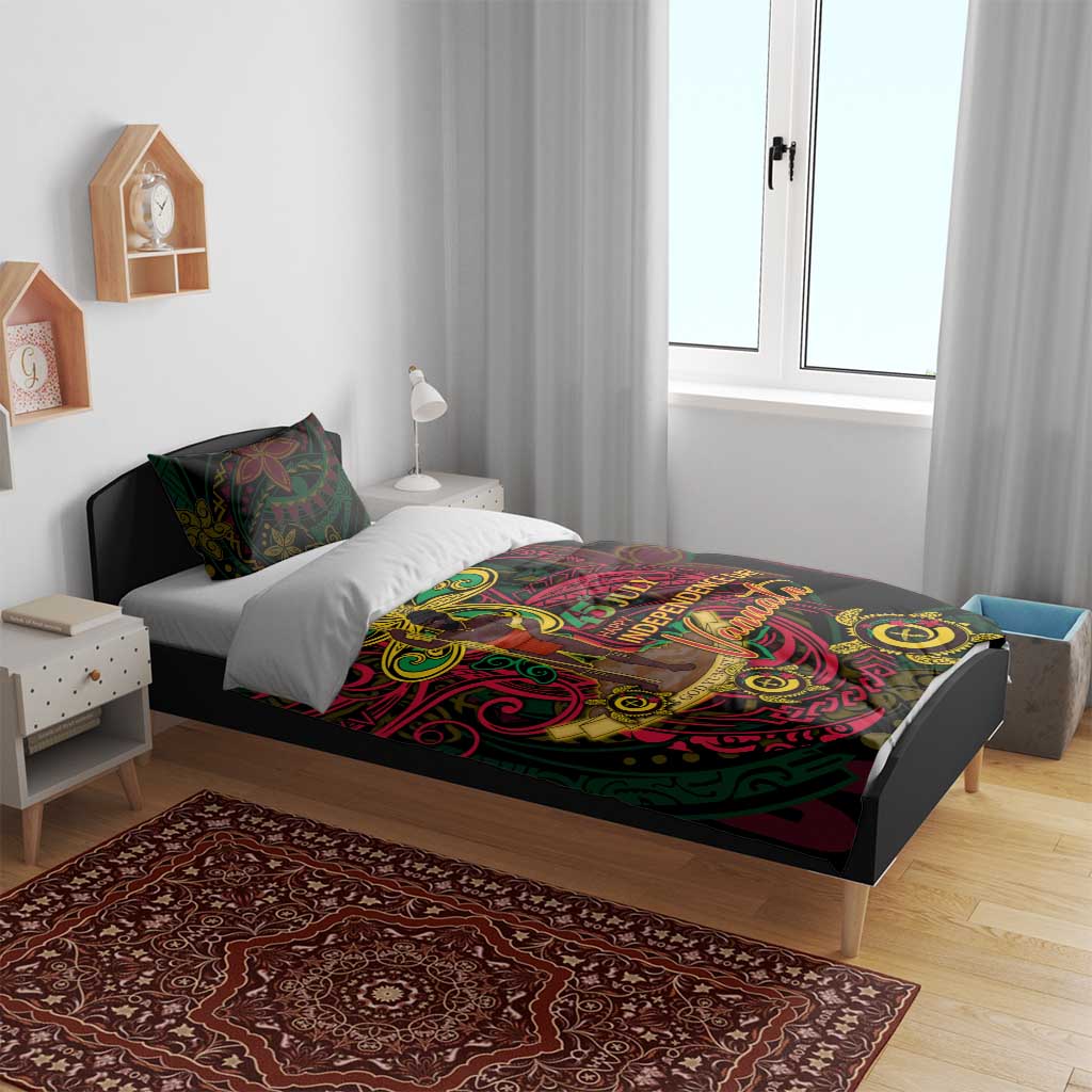 Vanuatu 45th Independence Anniversary Bedding Set Flower Melanesian Namele Turtle - Polynesian Pride