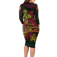 Custom Vanuatu 45th Independence Anniversary Family Matching Long Sleeve Bodycon Dress and Hawaiian Shirt Flower Melanesian Namele Turtle DT02 - Polynesian Pride