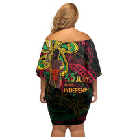 Custom Vanuatu 45th Independence Anniversary Family Matching Off Shoulder Short Dress and Hawaiian Shirt Flower Melanesian Namele Turtle DT02 - Polynesian Pride