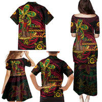 Custom Vanuatu 45th Independence Anniversary Family Matching Puletasi and Hawaiian Shirt Flower Melanesian Namele Turtle - Polynesian Pride