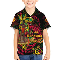 Custom Vanuatu 45th Independence Anniversary Family Matching Short Sleeve Bodycon Dress and Hawaiian Shirt Flower Melanesian Namele Turtle DT02 Son's Shirt Black - Polynesian Pride
