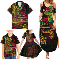 Custom Vanuatu 45th Independence Anniversary Family Matching Summer Maxi Dress and Hawaiian Shirt Flower Melanesian Namele Turtle DT02 - Polynesian Pride