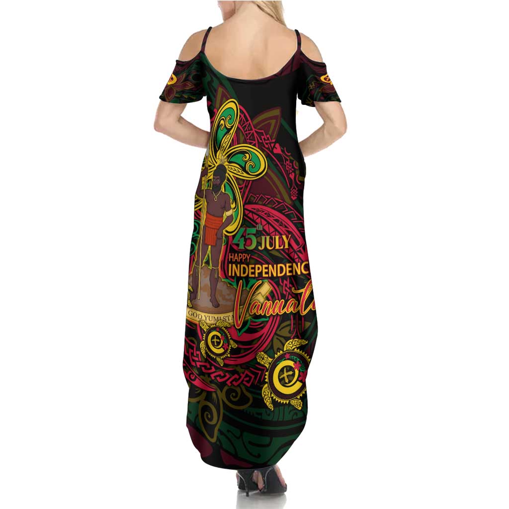 Custom Vanuatu 45th Independence Anniversary Family Matching Summer Maxi Dress and Hawaiian Shirt Flower Melanesian Namele Turtle DT02 - Polynesian Pride