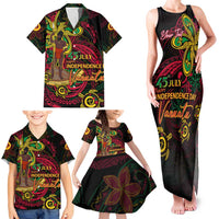 Custom Vanuatu 45th Independence Anniversary Family Matching Tank Maxi Dress and Hawaiian Shirt Flower Melanesian Namele Turtle DT02 - Polynesian Pride