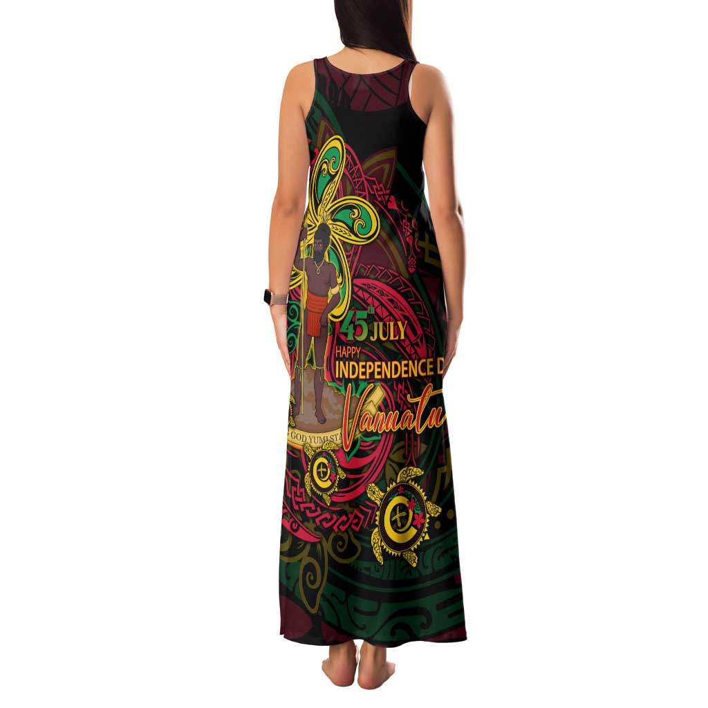 Custom Vanuatu 45th Independence Anniversary Family Matching Tank Maxi Dress and Hawaiian Shirt Flower Melanesian Namele Turtle DT02 - Polynesian Pride