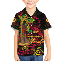 Custom Vanuatu 45th Independence Anniversary Family Matching Tank Maxi Dress and Hawaiian Shirt Flower Melanesian Namele Turtle DT02 Son's Shirt Black - Polynesian Pride