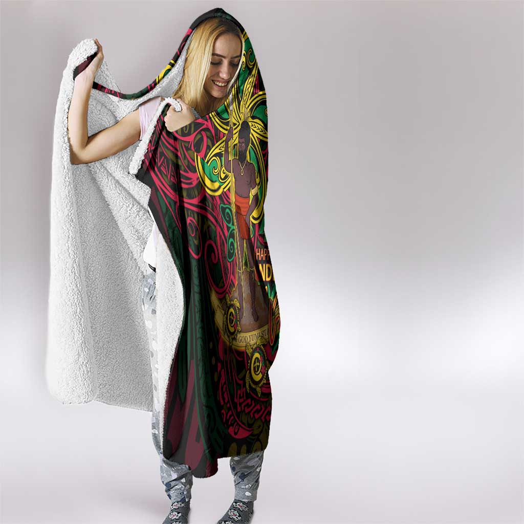 Vanuatu 45th Independence Anniversary Hooded Blanket Flower Melanesian Namele Turtle - Polynesian Pride