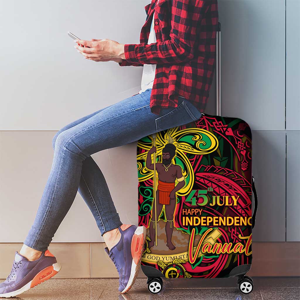 Vanuatu 45th Independence Anniversary Luggage Cover Flower Melanesian Namele Turtle - Polynesian Pride