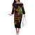 Custom Vanuatu 45th Independence Anniversary Off The Shoulder Long Sleeve Dress Flower Melanesian Namele Turtle - Polynesian Pride