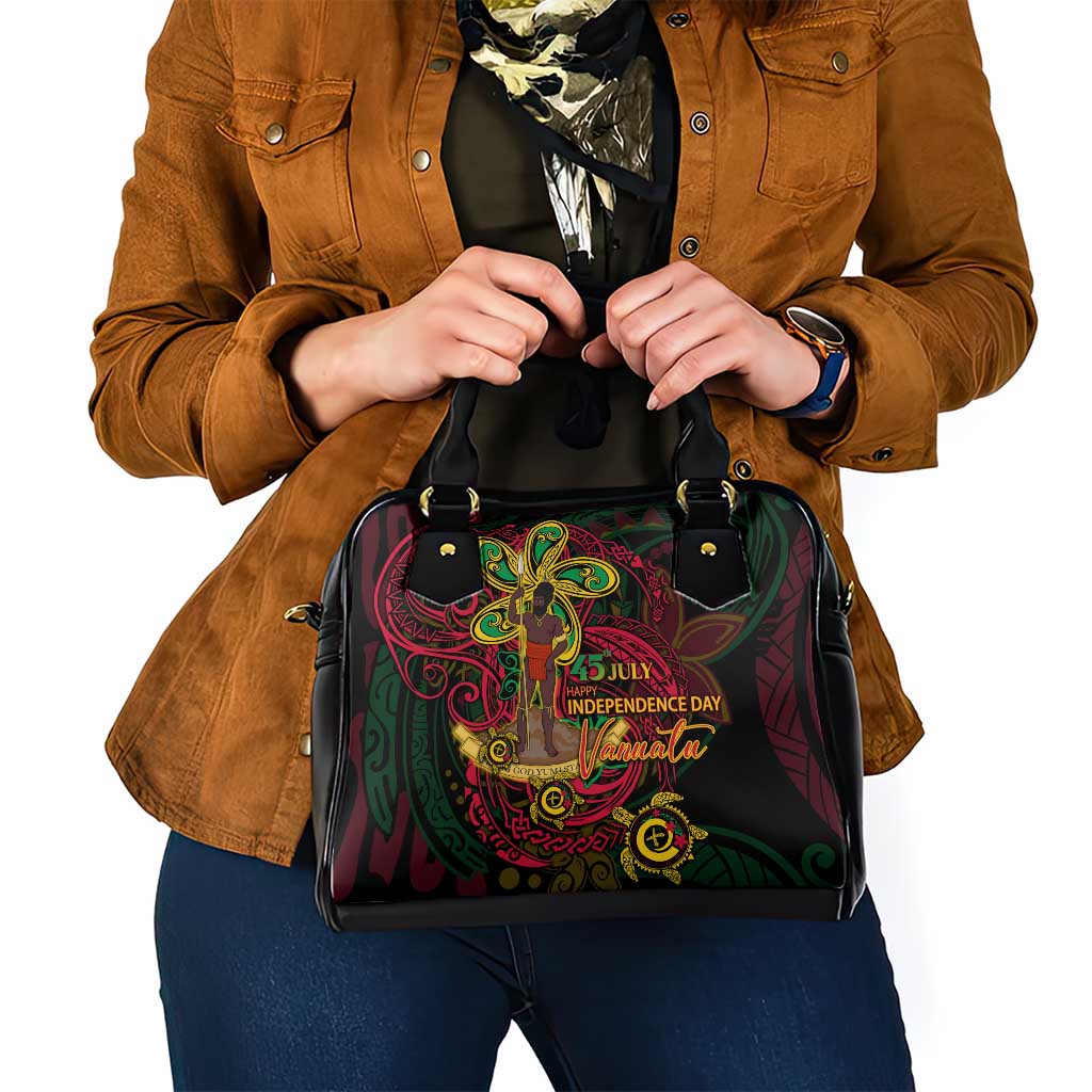 Vanuatu 45th Independence Anniversary Shoulder Handbag Flower Melanesian Namele Turtle - Polynesian Pride