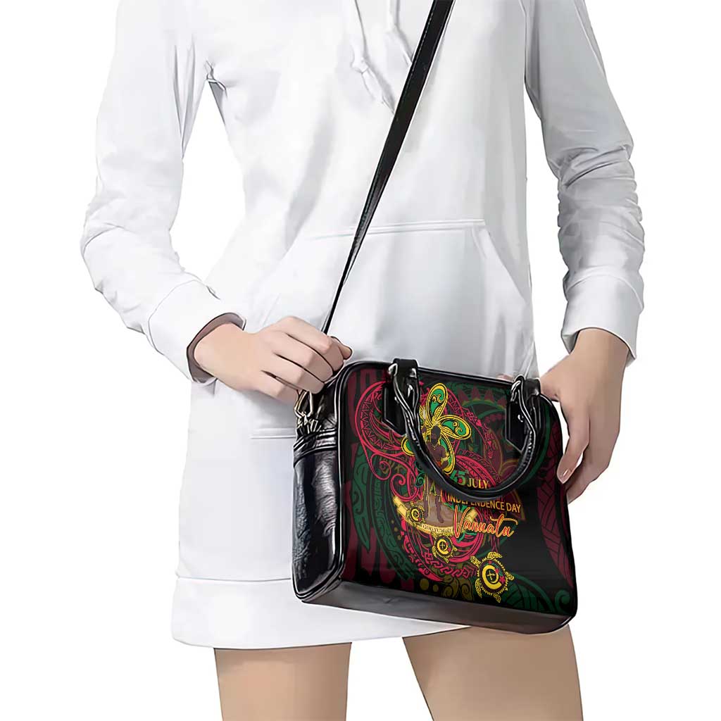 Vanuatu 45th Independence Anniversary Shoulder Handbag Flower Melanesian Namele Turtle - Polynesian Pride
