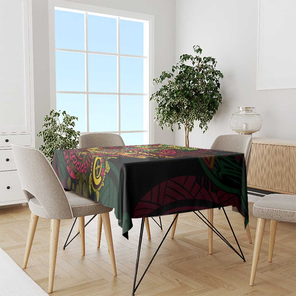 Vanuatu 45th Independence Anniversary Tablecloth Flower Melanesian Namele Turtle - Polynesian Pride